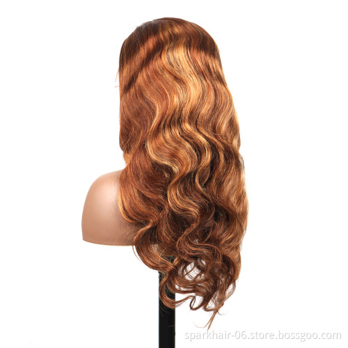 SPARK Remy Glueless Lace Frontal Wig Ombre Human Hair Wigs PrePlucked Cuticle Aligned Brazilian Highlight Full Lace Front Wigs